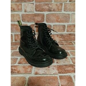 Dr Doc Martens 1460 J Black Patent Leather Lace Up Boots Kids Size US 3